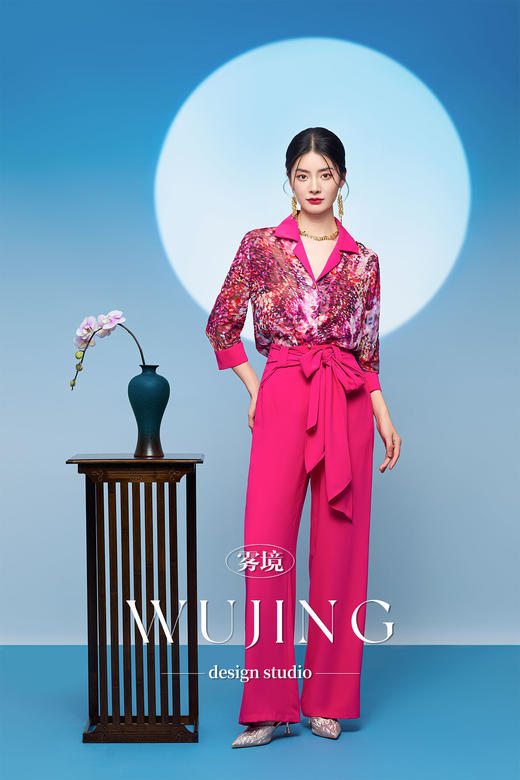 3205099 瑰意玫粉 重磅烧花印花料/进口纹理蜂窝缎上衣 雾境 商品图4