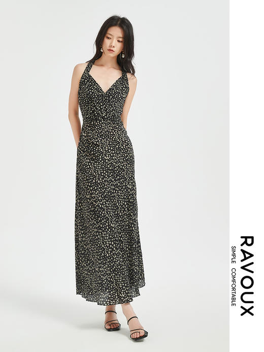 272139911墨花桑蚕丝交叉吊带裙 商品图2