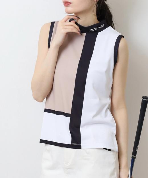 CECIL MCBEE 高尔夫 女士 彩色块撞色拼接无袖小高领T恤 商品图2