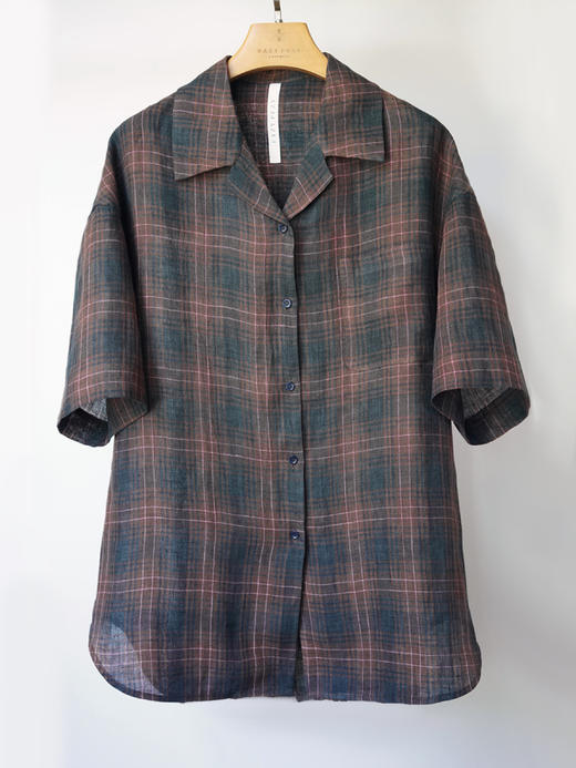 布尔乔亚亚麻格纹衬衫气球裤套装 商品图4