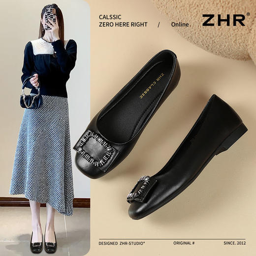 ZHR则则真皮一脚蹬单鞋软底豆豆鞋妈妈鞋2025新款气质百搭女鞋子 商品图2