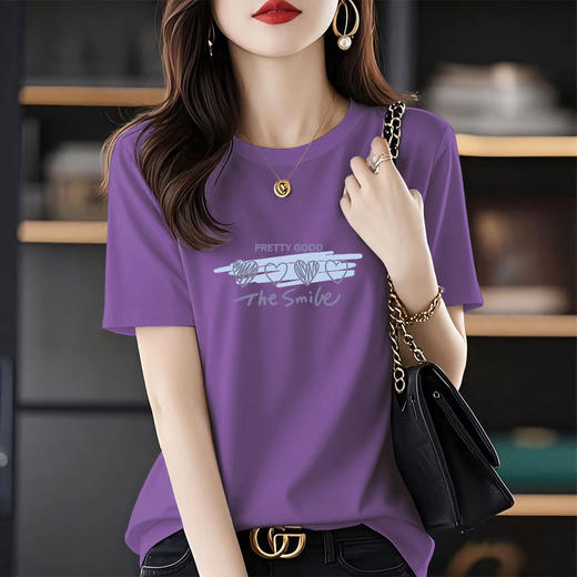 百媚生 100%棉短袖T恤宽松上衣1197 商品图2