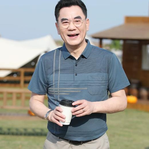 【YW】无忧购夏季凉感透气百搭珠地棉简约条纹休闲中老年爸爸POLO衫8803(截单后7天发货) 商品图3