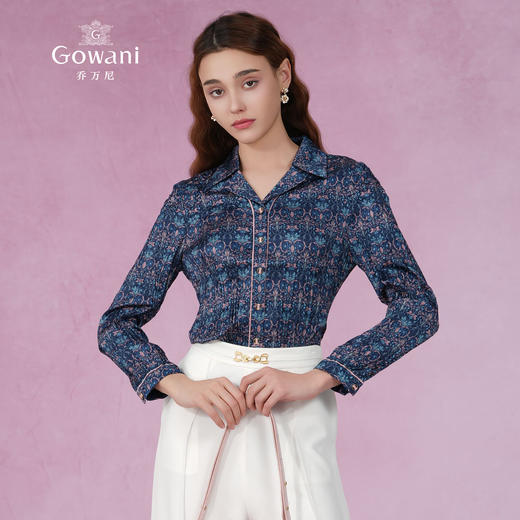 乔万尼新款衬衫长袖压褶设计显瘦EM2C877 商品图1