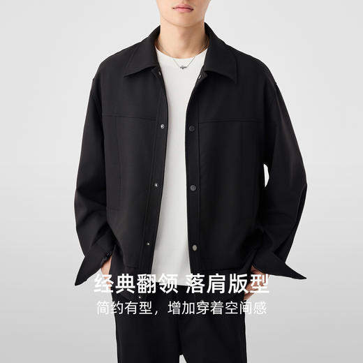 墨麦客男装双色麻翻领外套男2025春季新款落肩宽松男士夹克81335 商品图1
