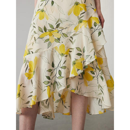 真丝半裙女2024春夏新款碎花荷叶边超仙100%桑蚕丝裙子 商品图2