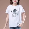 【YW】无忧购夏季宽松休闲百搭230g纯棉中老年妈妈短袖印花T恤 商品缩略图0
