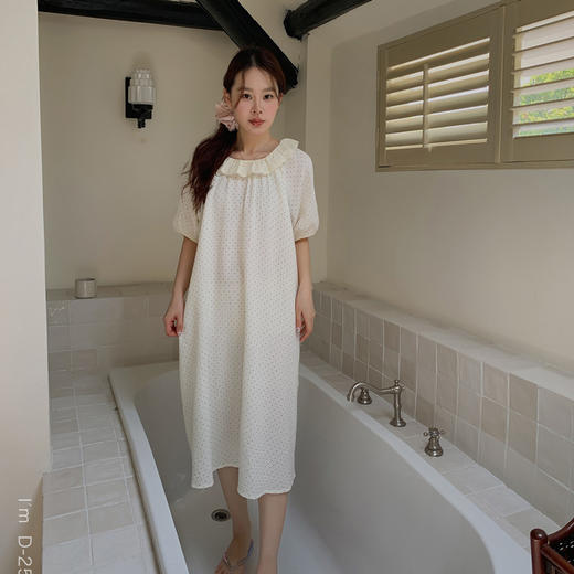 【柔软棉纱】2025新款荷叶边双层棉纱短袖套装/睡裙女家居服 透气休闲 越洗越软 商品图7