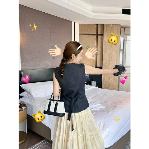 2504401    复古优雅 亚麻马甲 花边装饰 商品图2