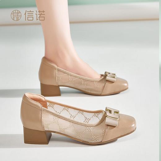 信诺网纱妈妈鞋2025新款夏季粗跟软底单鞋中老年透气休闲凉鞋女款5C1935-11 商品图2