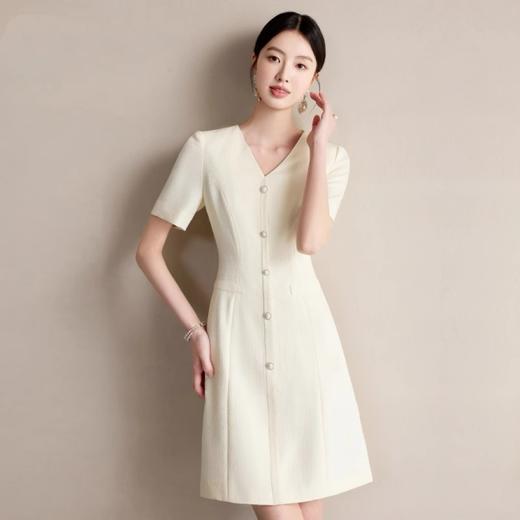 IWY/米色连衣裙女简约高级感气质显瘦裙子重要场合职业连身裙夏25Q751 商品图2