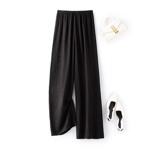 百媚生 风琴褶阔腿裤夏女垂感薄款休闲裤WS-628 商品图2