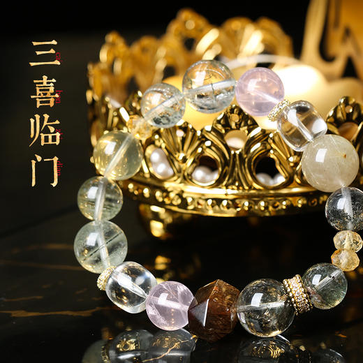 【新品】麦玲玲灵机生活【人生富婆】绿幽灵粉晶超七手链 商品图1