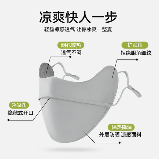【醒粉福利4.9元起】宝娜斯防晒口罩 防紫外线护眼角立体冰丝凉感全脸防晒面罩 商品图3