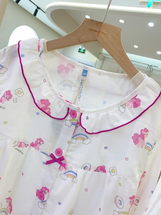 松植屋女士小马宝莉亲子款纯棉纱布长袖睡衣套装女款双层纱家居服 商品图7