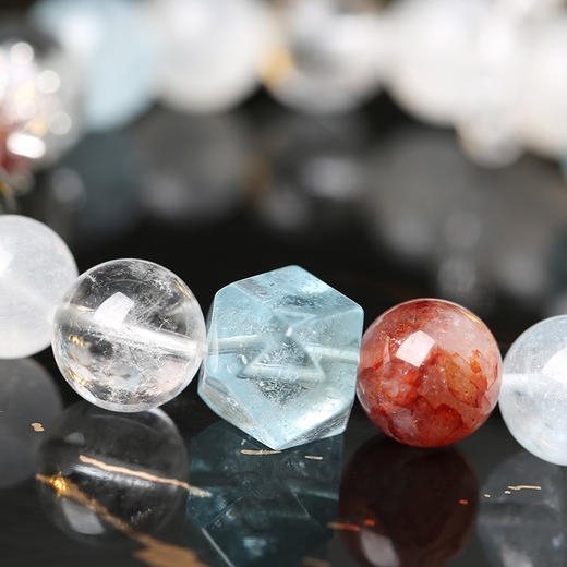 【新品】灵机生活馆白水晶配托帕石糖八菱手链生日送礼送朋友 商品图4