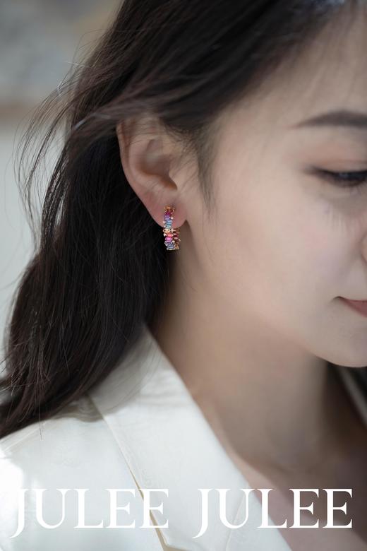 JULEE JULEE茱俪珠宝 18K玫瑰金彩蓝宝石耳饰 商品图6