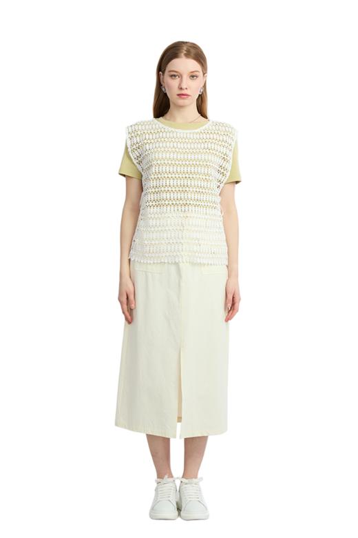 VIVIAN LIU D2443008初秋女装新款时尚圆领无袖蕾丝飘带背心 商品图5