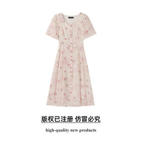 奢姿大码女装2025夏季减龄印花方领连衣裙胖妹妹绣花设计时尚裙子9952869756