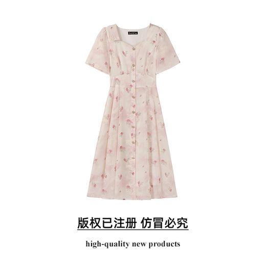 奢姿大码女装2025夏季减龄印花方领连衣裙胖妹妹绣花设计时尚裙子9952869756 商品图0