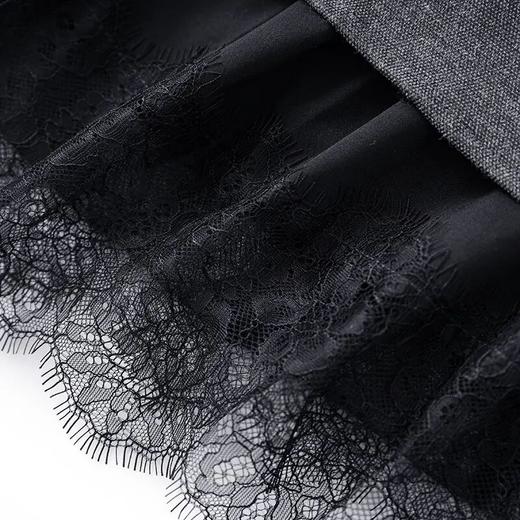 【高货wl】全新升级【铂金会员330/天猫439/差价109】(00202) 洛诗琳复古时髦洋气翻领短袖拼蕾丝压褶收腰显瘦连衣裙 商品图3