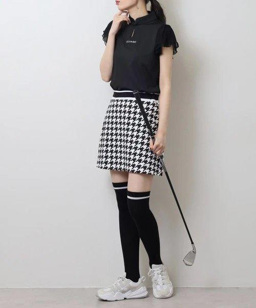 CECIL McBEE green 高尔夫女士 薄纱小飞袖立领盘扣短袖 速干运动T恤 商品图9