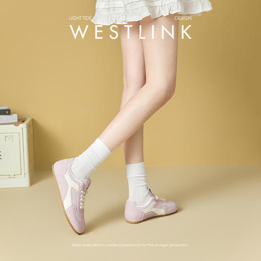 西遇平底德训鞋女新款春夏百搭彩色轻便运动休闲鞋低帮板鞋V0556544 商品图2