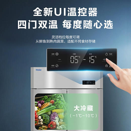 海尔（Haier）商用厨房冰箱2门冷藏2门冷冻全铜全钢四门四开门大容量酒店饭店餐厅食堂保鲜不锈钢SL-1020C2D2S 商品图3