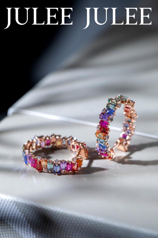 JULEE JULEE茱俪珠宝 18K玫瑰金彩蓝宝石耳饰 商品图2