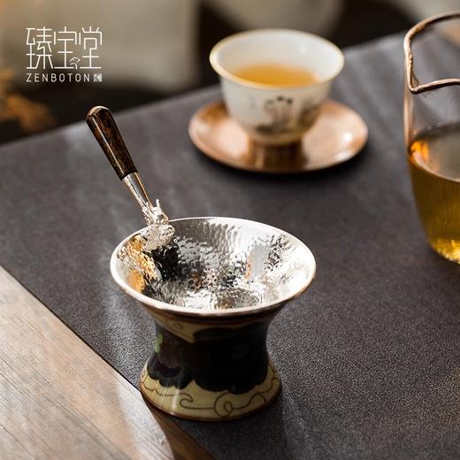 臻宝堂茶漏 纯银手工银龙头茶滤茶道大漆把茶叶过滤网茶具零配件大漆银龙茶漏 商品图4