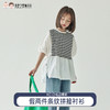 【代发】女童假两件条纹拼接衬衫 棵初夏季亲子海军风短袖童装复古泡泡袖上衣条纹拼白 商品缩略图0