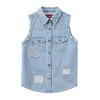 ONIARAI/鬼洗25春夏泥棒蓝女款樱花金鱼贴布绣牛仔马甲 N340219 商品缩略图2