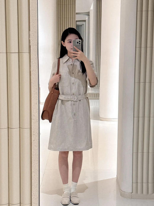 【高品质私服】【IC亚麻斜纹及膝连衣裙】G1326-CC【无标出货 介意慎拍】 商品图1