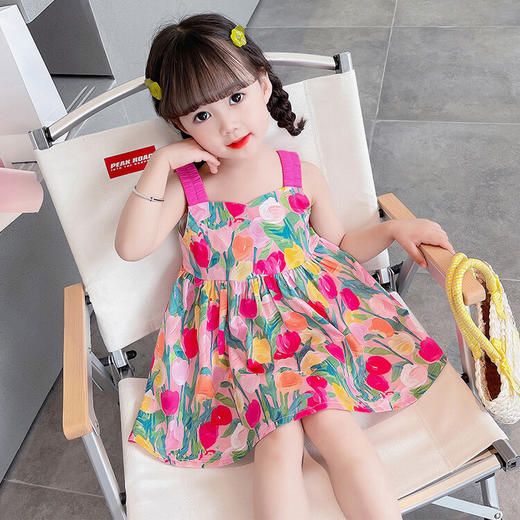 【A字裙型设计，蓬蓬裙摆超萌~】女童碎花连衣裙 2025新款 洋气可爱公主吊带裙 A字摆蓬蓬裙 夏装a类裙-QQ 商品图1