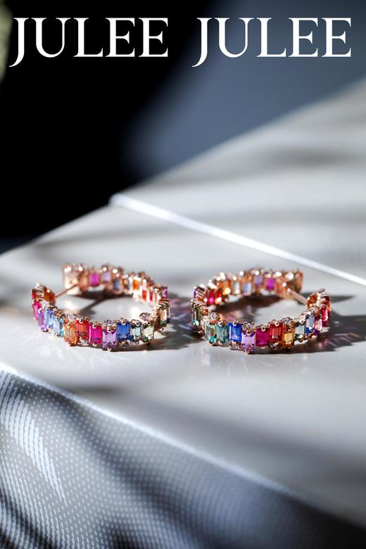 JULEE JULEE茱俪珠宝 18K玫瑰金彩蓝宝石耳饰 商品图1