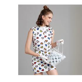 百乐图 22218090 女士时尚运动 爱心印花 无袖 短袖