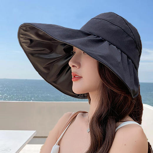 【火爆ins遮阳帽！超显脸小不闷汗！】防紫外线遮阳帽骑车空顶太阳帽子女夏季渔夫帽。ry 商品图5