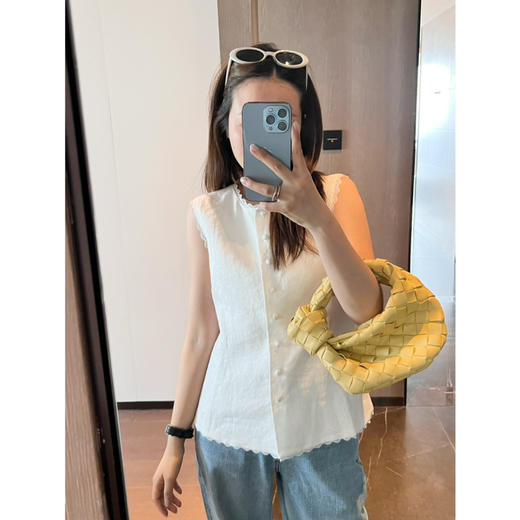 2504401    复古优雅 亚麻马甲 花边装饰 商品图1