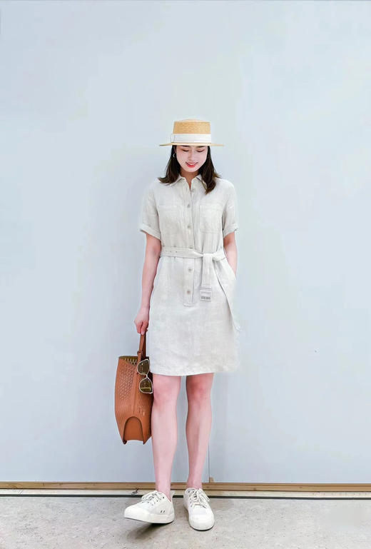 【高品质私服】【IC亚麻斜纹及膝连衣裙】G1326-CC【无标出货 介意慎拍】 商品图9