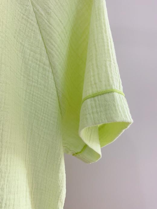 松植屋女士纯色全棉绉布短袖长裤套装女款纱布睡衣家居服 商品图6