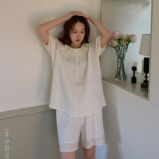 【柔软棉纱】2025新款荷叶边双层棉纱短袖套装/睡裙女家居服 透气休闲 越洗越软 商品图8