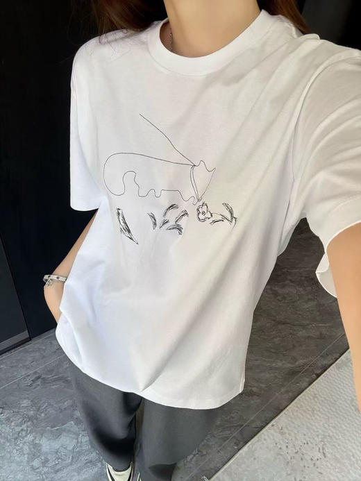 【有货 拍下改价】JNBY 江南布衣可爱线条猫咪 圆领短袖T恤 商品图11