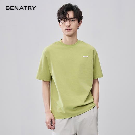 贝纳川特殊面料定制小标款圆领短袖T恤ECF214008 商品图3