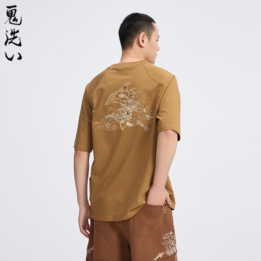 ONIARAI/鬼洗25春夏新品泥棒蓝微笑天使绣花短袖T恤男式 25NOB35 商品图2
