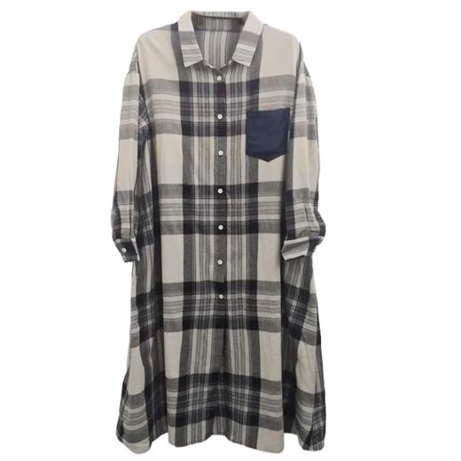 VIVIAN LIU D2443002初秋女装新款时尚翻领宽松长款长袖上衣 商品图4