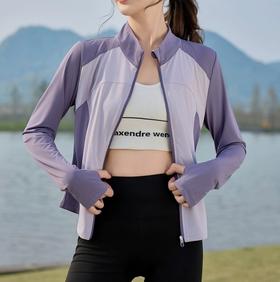 半身缘女装 夏季显瘦薄款透气防紫外线立领拼色冰丝护手防晒衣252113U08513497