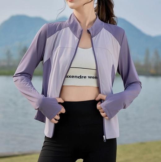 半身缘女装 夏季显瘦薄款透气防紫外线立领拼色冰丝护手防晒衣252113U08513497 商品图0