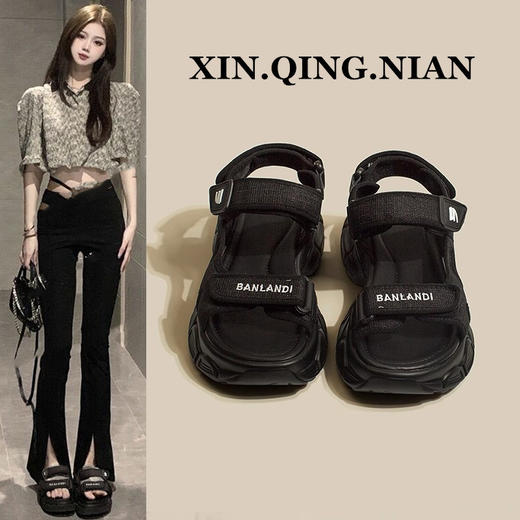 雀说 运动老爹凉鞋女休闲罗马沙滩鞋FJ29183 商品图1