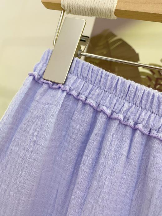松植屋女士纯色全棉绉布短袖长裤套装女款纱布睡衣家居服 商品图3