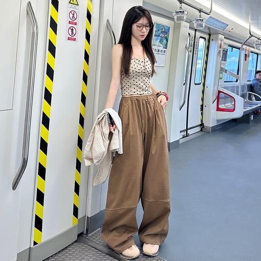 【YW】无忧购美式高腰宽松慵懒休闲薄款拼接窄版阔腿速干运动裤LB-41026(截单后7天发货) 商品图6